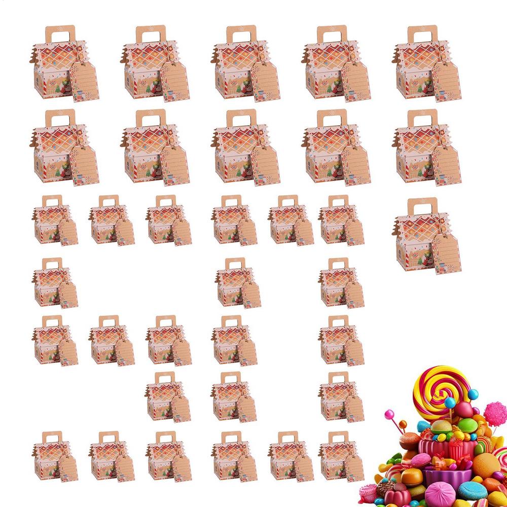 Scatole Regalo di Natale 50 Pezzi Contenitore Bomboniere a Forma di Casa Scatola Panetteria Festiva Per Caramelle Cioccolato Forniture per Feste Festivo