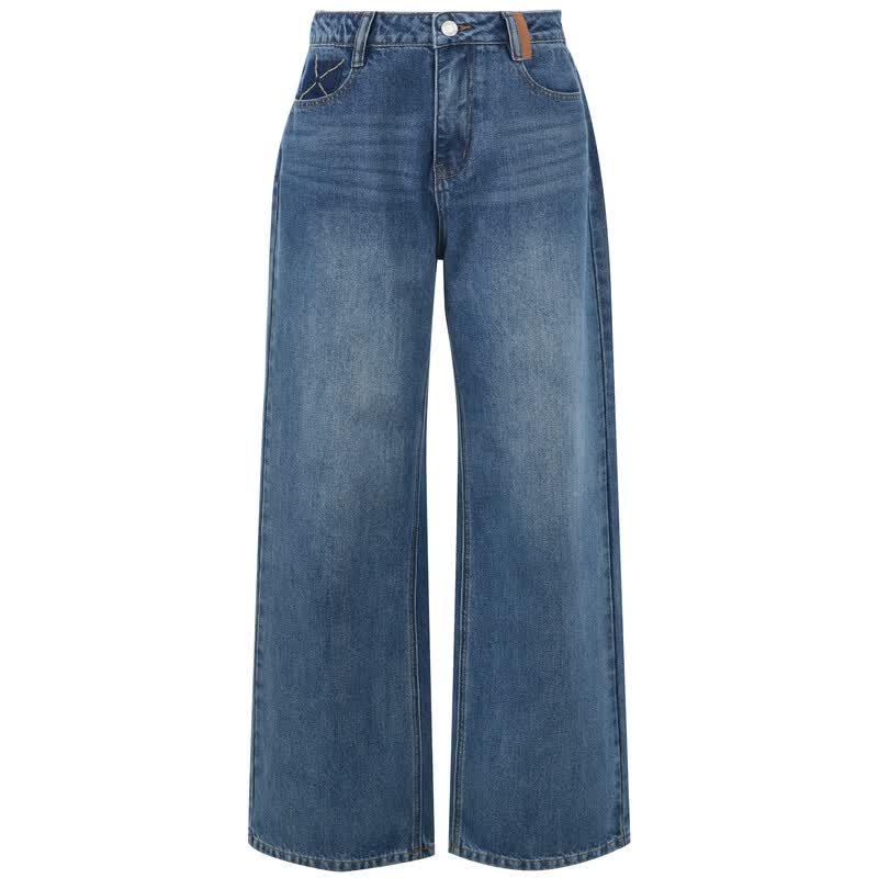 Sancai Autumn Casual Wide-Leg Denim Jeans