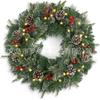 Christmas Decorations Set: LED String Lights Red Poinsettia Flowers Wreath Door Hanging Home Festive Interior