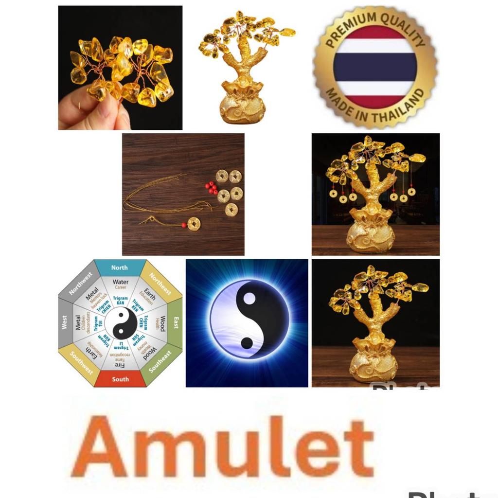 Thai Amulet Money Wealth Tree Luck Feng Shui Yin Yang Decor Jewelry Buddhist Retro Vintage Protect Charm Talisman Powerful Wealth Success Health Luck