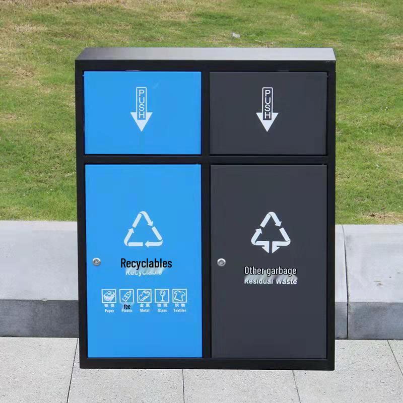 Stainless Steel Outdoor Trash Can with Waste Separation for Parks, Streets, and Scenic Areas