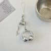 Creative Little Headset Keychains Silver Color Headset Keychain Cute Mobile Phone Pendant for Woman
