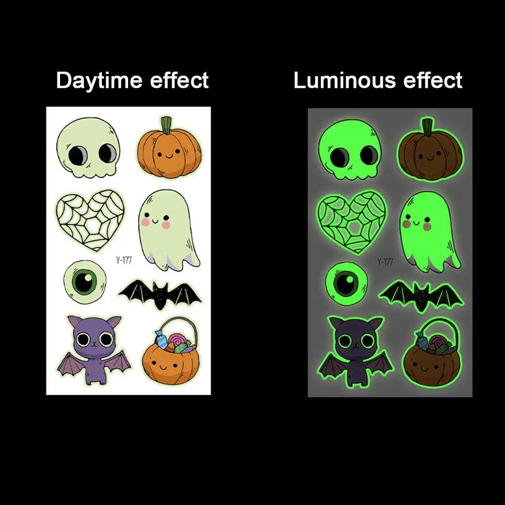 Spider Temporary Tattoo Sticker Realistic Waterproof Design Semi-Permanent Glow-in-the-darkScary Fake Tattoo for Halloween