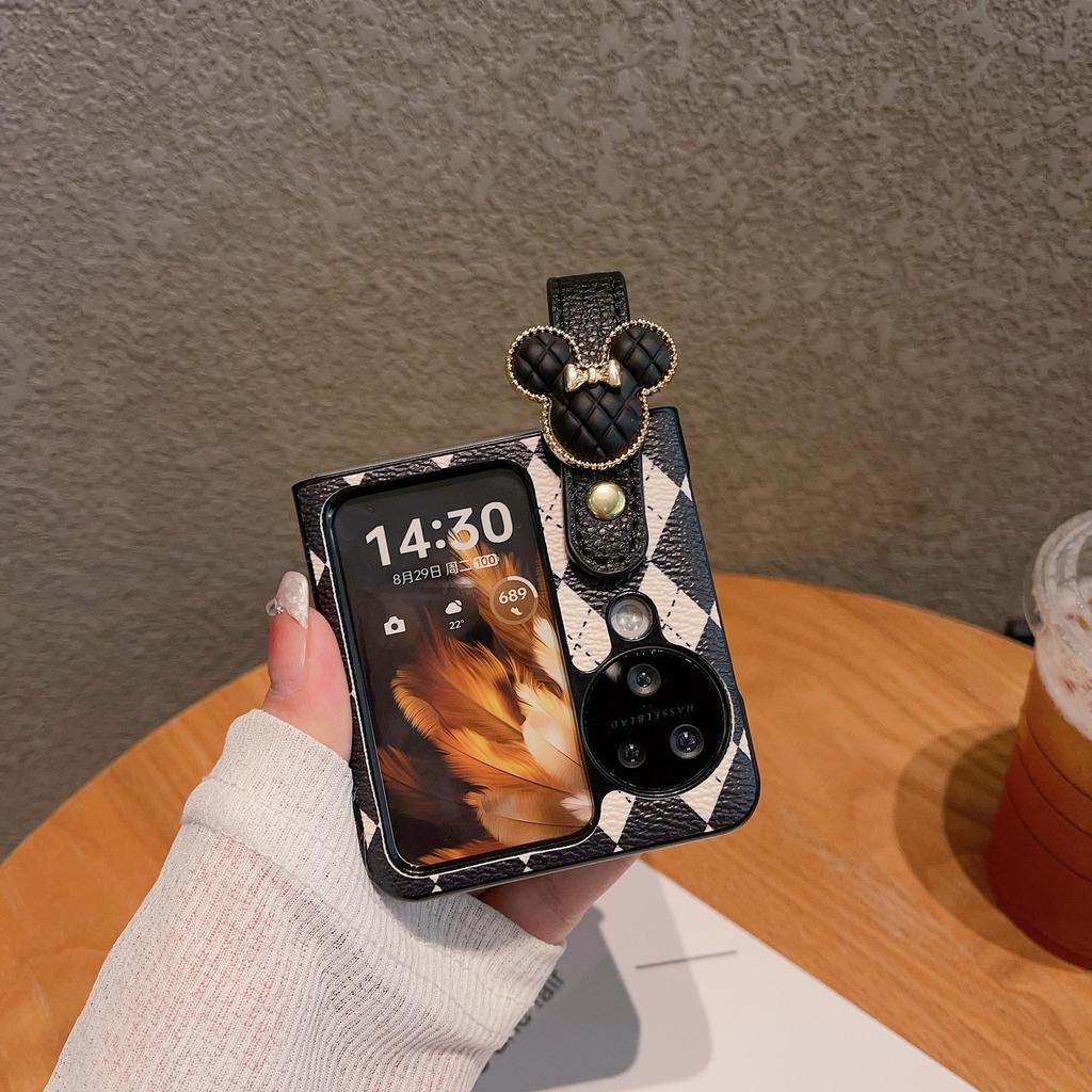 Rhombus Wrist Strap Case for OPPO Find N2/N3 Flip Foldable Phone