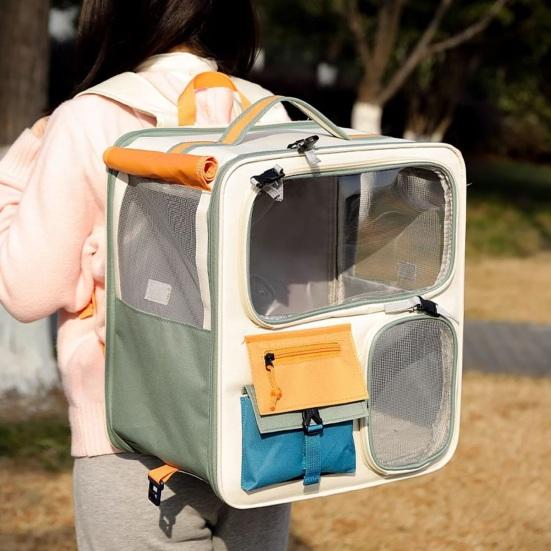 Yousheng Large Cat Carrier Portable Feeding Window Pet Traveling Carrier Breathable Cat Backpack Carrier with Snack Pockets Cat Nest Carrying Bag