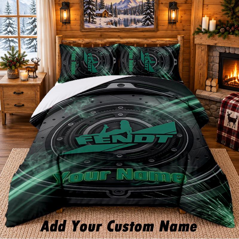 Fendt Pattern Bedding 3Pcs Set Custom Name, Bed Sheet And Pillowcases For Home Bedroom