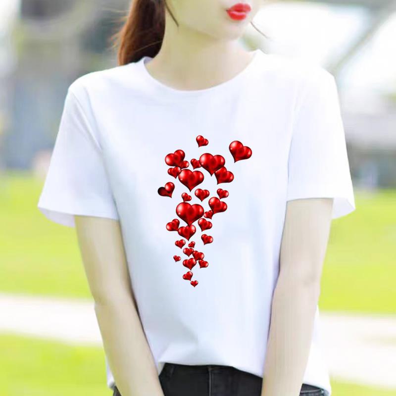 Bottom Shirt Ins Sweet Simple Flowers Round Neck Wear FeUnisex Print Fashion Internet Celebrity Commuter Shortsleeved Tshirt