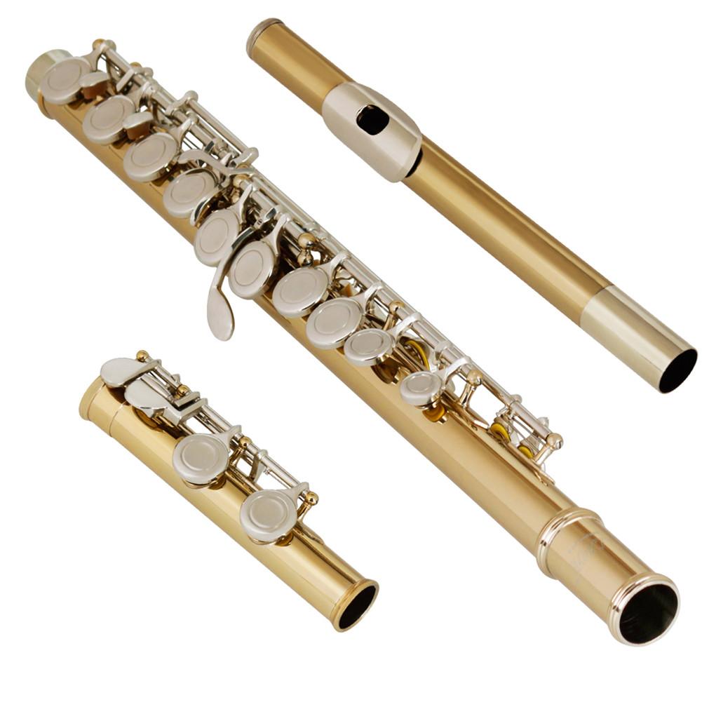 Flute C-tone Silver-plated 16-hole Closed Key Flute with Accessories
