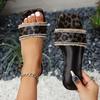 Fashion Leopard Print Summer Slippers for Women 2025 Square Toe Flat Slides Sandals Woman Lightweight Non Slip Beach Flip Flops
