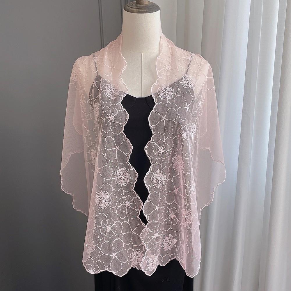 Embroidered Flower Dresses Shawls Elegant Female Headscarf Women's Lace Scarf Shawl  for Women