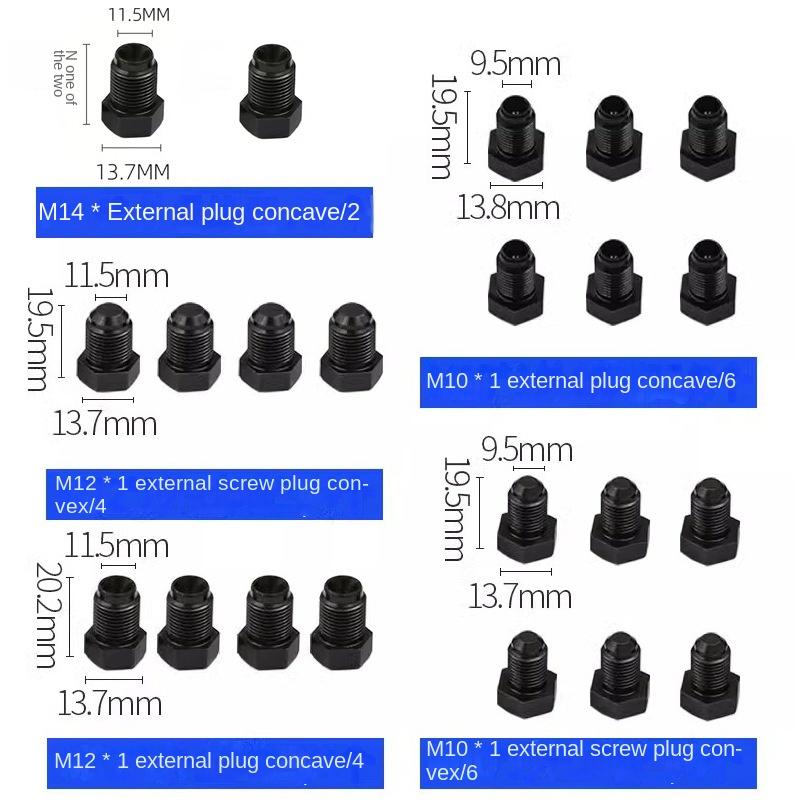 22Pcs Automotive Brake Line Plug ABS Pump Plug Kit Inner & Outer Plug Special Cap for Brake Pump M10 M12 M14 Set 22Pcs