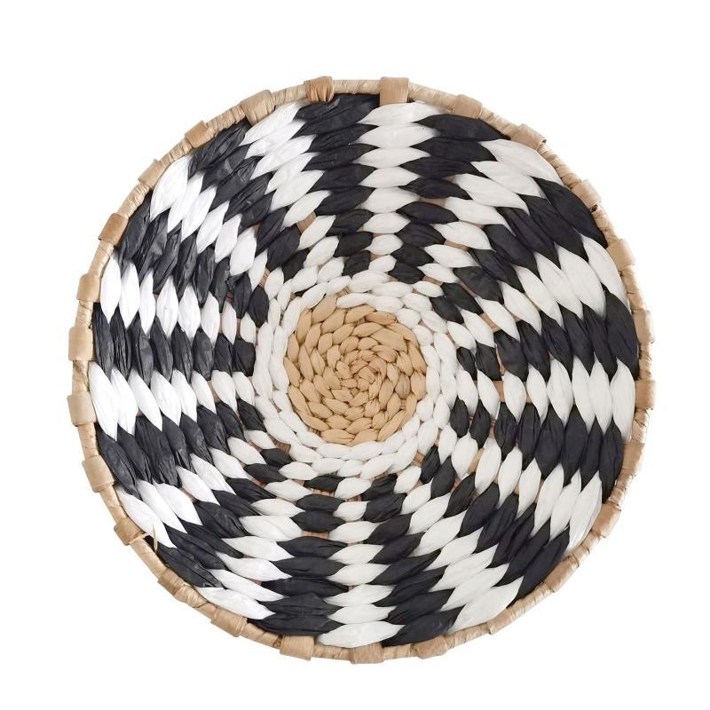 24TE Nordic Straw Woven Wall Decor Round Plate for Creative Wall Decor Ornament for Home Bedroom Living Room Decoration Hanging