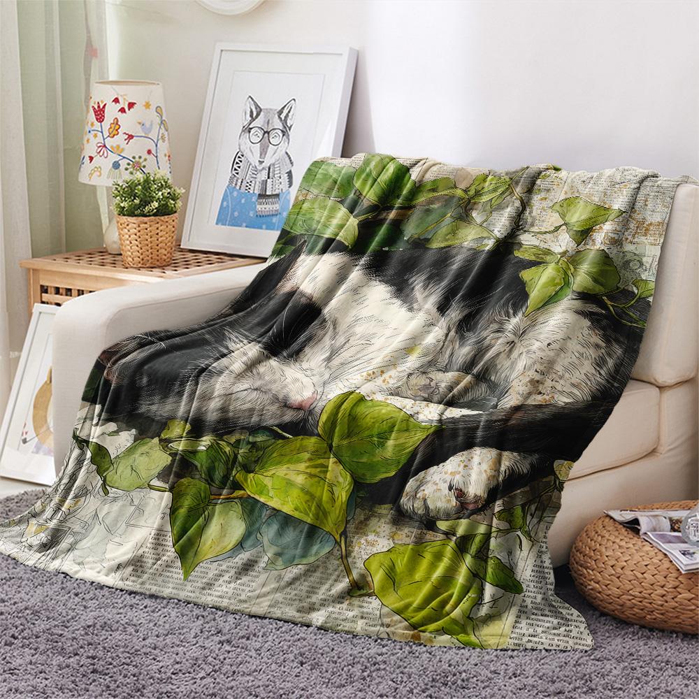 Sleeping Cats Print Flannel Blanket, High Quality Comfortable for All Seasons, Home Decor, Warmth and Comfort
