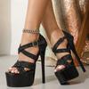 Street Style Bling Sequin Fabric Women Sandals Super Sexy Stiletto High Heels Buckle Strap Nightclub Carnival Shoes