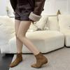 Korean version inner height-increasing suede short boots women's 2025 autumn and winter square head stitching thin boots rear zipper youth temperamen