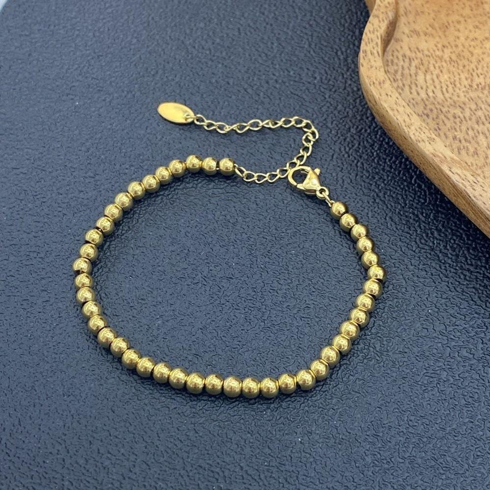 Oriental Charm Gold-plated Necklace Round Golden Hand Chain Fashion Bead Bracelet  Women
