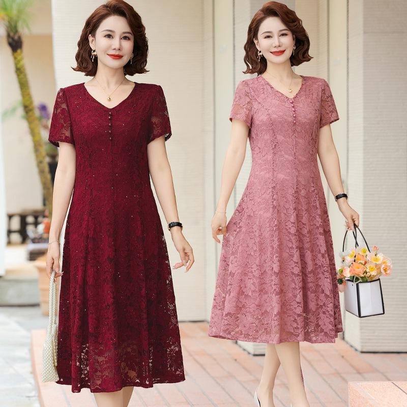 Elegant Floral Summer Chiffon Dress for Stylish Middle-Aged Women