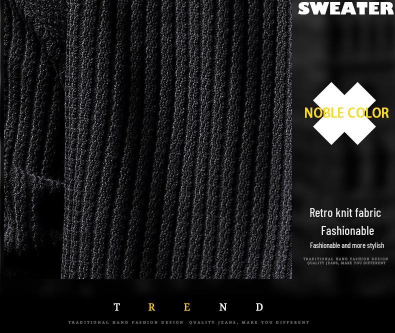 Men's High-End Stand Collar Cardigan Knit Jacket - Autumn/Winter Trendy Loose Sweater