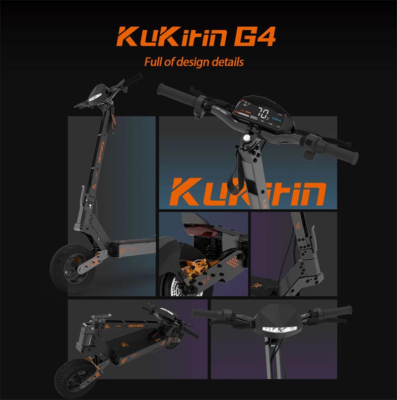 EU Sklad KuKirin G4 Elektrická Koloběžka 2000W Motor 60V 20Ah Baterie 75km Maximální Dojezd 70km/h Maximální Rychlost 11" Terénní Vakuové Pneumatiky