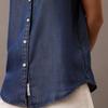 Calvin Klein Relaxed Casual Commuter Loose Fit Sleeveless Shirt Women tops Denim-Blue 47B098G