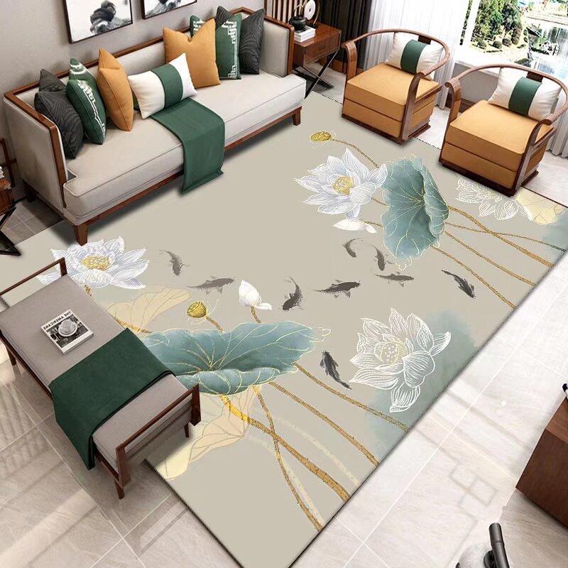 

Chinese Classical Carpet 200x300 Non-slip Soft Floor Mat for Living Room Bedroom Sofa Decor Flower Plant Tatami Rugs 60*90cm
