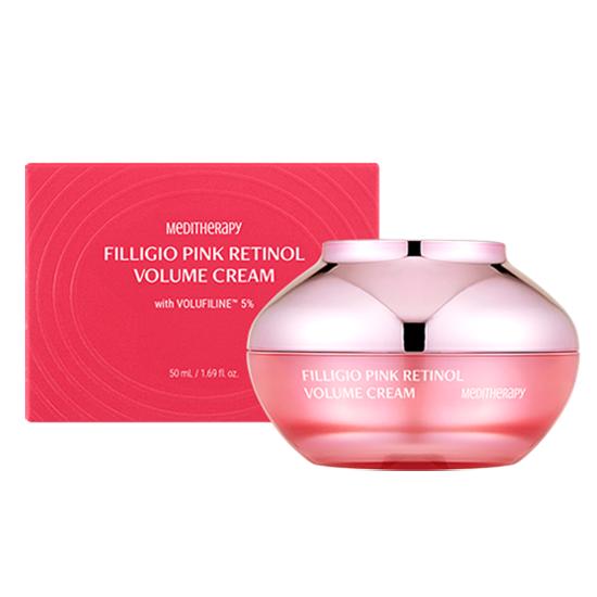 Meditherapy Filligio Pink Retinol Cream (50ml) + EMS Device - Firming & Volumising Skincare Set for Radiant Skin, Korean