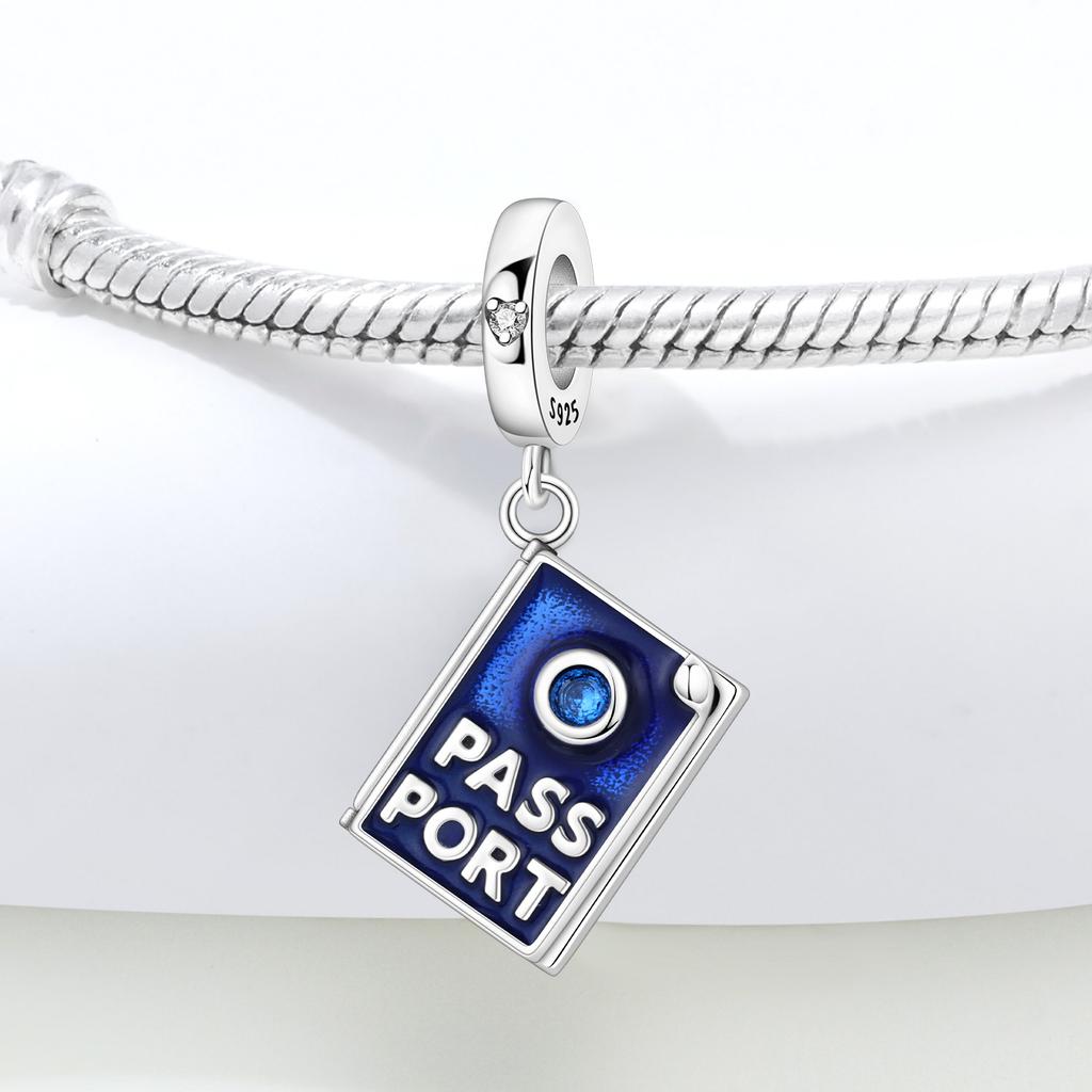 Copper Blue Can Open Passport Beads Original Pendants Bracelet Charm Jewelry Party Diy Trendy Gifts