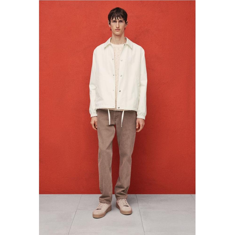 H M Regular Fit Canvas coacH Jacket wHite