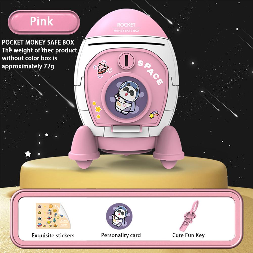 Piggy Bank For Boys Girls Cartoon Space Rocket Large-capacity Money Saving Box Desktop Decoration For Birthday Gifts