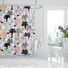 Cat Printed Shower Curtain Color Cartoon Lovely Animal Bear Polyester Fabric Hanging Curtains Bathroom Bathtub Decor with Hooks