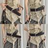 Retro Punk Pu Leather Wide Belt With Studded Decor For Womens Vintage Skirts And Jeans