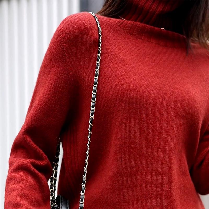 Women's 100% Pure Wool Seamless Sweater - Loose & Slim Fit, Round Neck, Perfect for Autumn & Winter