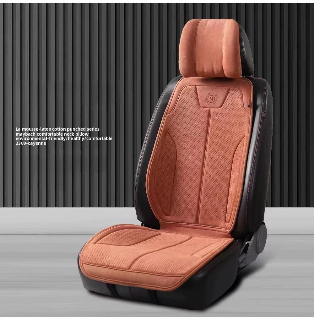 Suede Seat Cover Universal Four Seasons Perforated Breathable Cushion Non-slip Luxury Car Rams Latex Seat Cover with Pillow