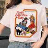 Lets Summon Demons Aesthetics T Shirt Unisex Summer Casual Harajuku Cartoon Print Satan Short Sleeve Tops Camiseta Streetwear