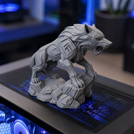 3D Printed Wolf Statue, Mechanical Style Wolf Figurine, Collectible Wolf Sculpture, Tabletop Ornament for Office Desk Shelf