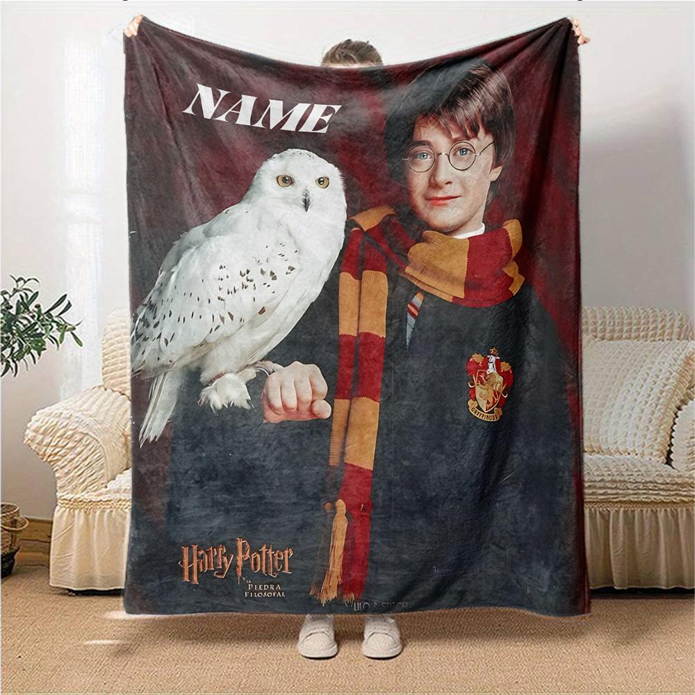 Custom Name Hogwarts Crest blanket for Couch & Bed, Plush Cozy Fuzzy Blanket Super Soft & Warm Blankets for Fall and Winter. 0908115