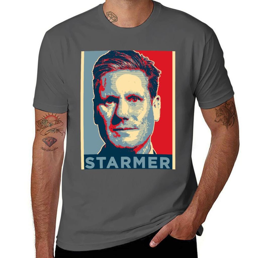 Keir Starmer - Labour Kunst T-Shirt T-Shirt Herren 100% Baumwolle Luxusmarken T-Shirts für Mann Pack weißes T-Shirt Mann Designer T-Shirt
