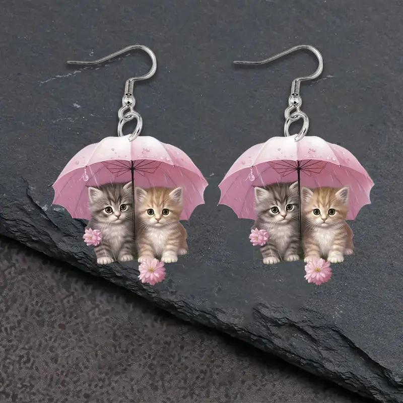 Acryl 2D Flache Ohrringe Cartoon Stil Tierdesign Anhängerohrringe Persönlichkeitszubehör Für Frauen