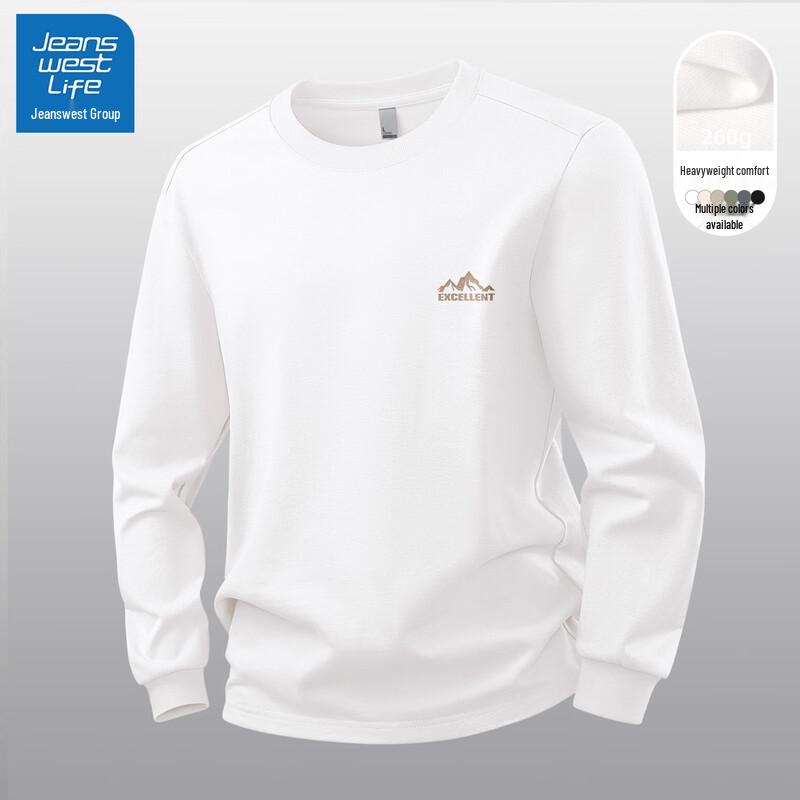 JEANSWEST LIFE Men s 2025 Heavyweight Round Neck Long Sleeve T-shirt 2XL