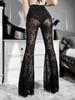 Summer Women's Pants Sexy Perspective Flared Pants Women's Streetwear Retro Lace Pants