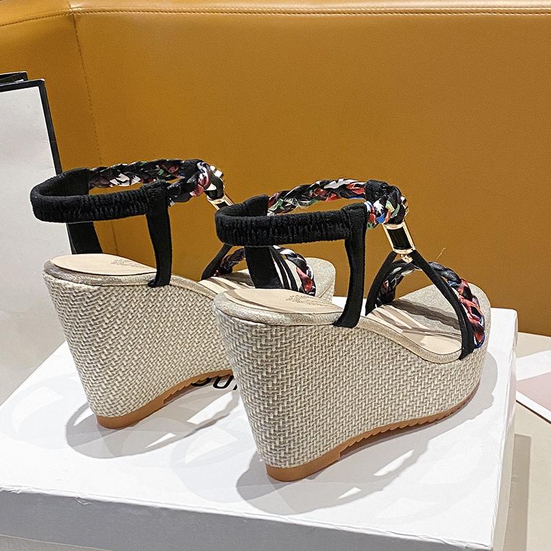 Bohemia Wedge Sandals for Women Summer Shoes 2025 Braided Band Platform Gladiator Sandals Woman Thick Bottom Beach Sandalias