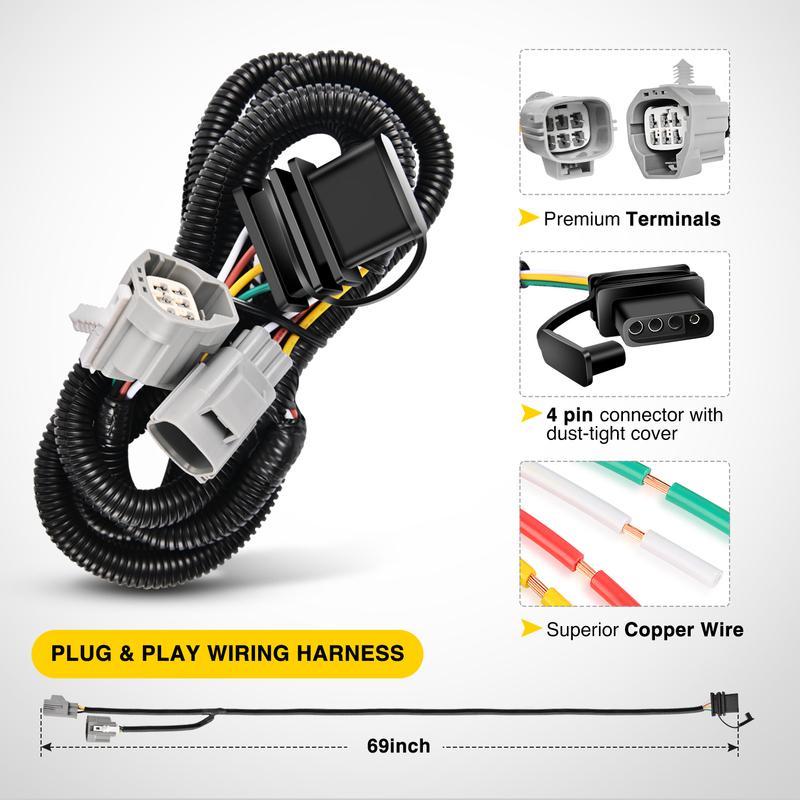 Kit Ricevitore Gancio di Traino per Paraurti Posteriore Nilight da 2 Pollici, Compatibile per Jeep Wrangler JK 4 Porte e 2 Unlimited 2007-2018, Con Cablaggio a 4 Pin