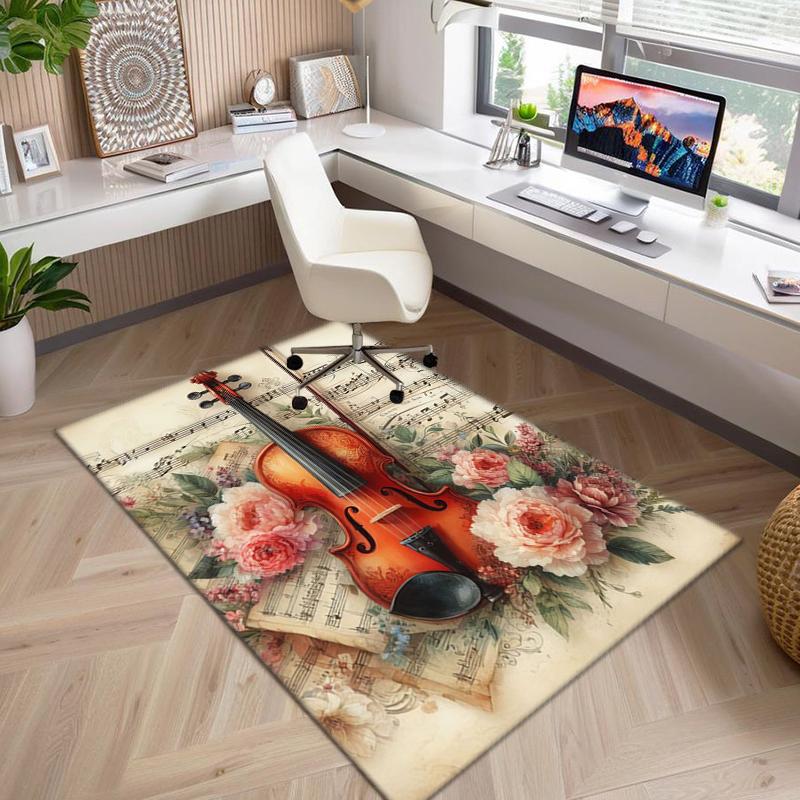 1Pc Musical elements Printed circular carpet, home door mat, outdoor travel protection carpet A7