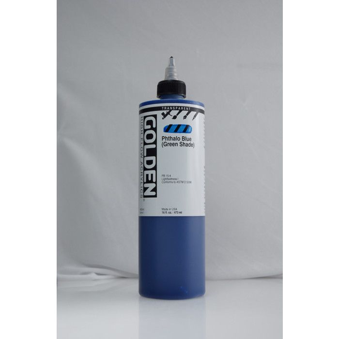 Acrylic High Flow Ink Golden I 473ml Phthalo Blue Transp.