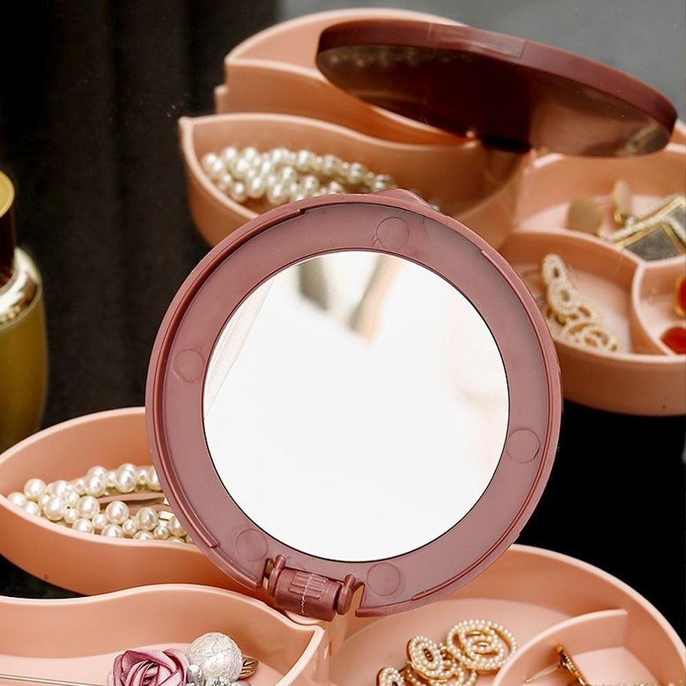 360 Degree Rotating Jewelry Holder Display Tray Jewelry Storage Box Multilayer Rotating Plastic Stand Earring Ring Box Cosmetics