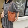 Trendy soft portable bucket bag simple daily large-capacity bag texture shoulder bag women