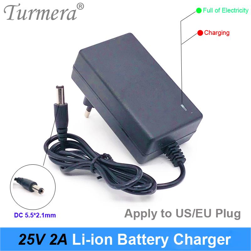 25V 2A Charger for 25V Screwdriver Shurik Battery DC 5.5*2.1mm with Indicator for 6S Battery Pack and Vacuum Cleaner Use Turmera