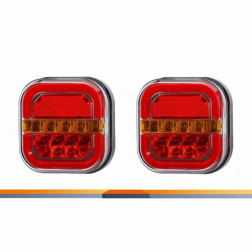 2 Stück Auto-Leitlicht Quadratisch 12V 24V LED Anhänger-Rücklicht, Kennzeichenleuchte LKW-Rücklicht, Dreifarbiges Heck- und Bremslicht