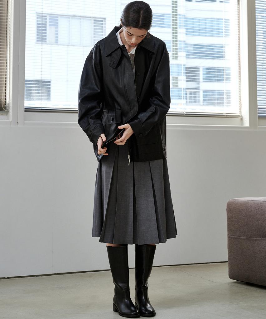 Marop 3113 Pleated Skirt (Dark Gray)
