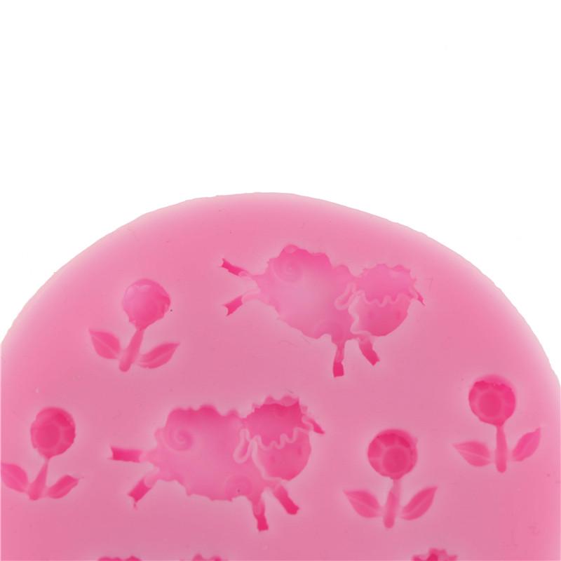 Zvíře Ovce & Květina Slunečnice Silikonová Fondánová 3D Forma na Dort Cukroví Čokoládová Dekorace